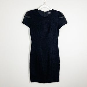L'AGENCE Textured Sheath Mini Dress Womens Size 2 Black LBD Short Sleeve‎